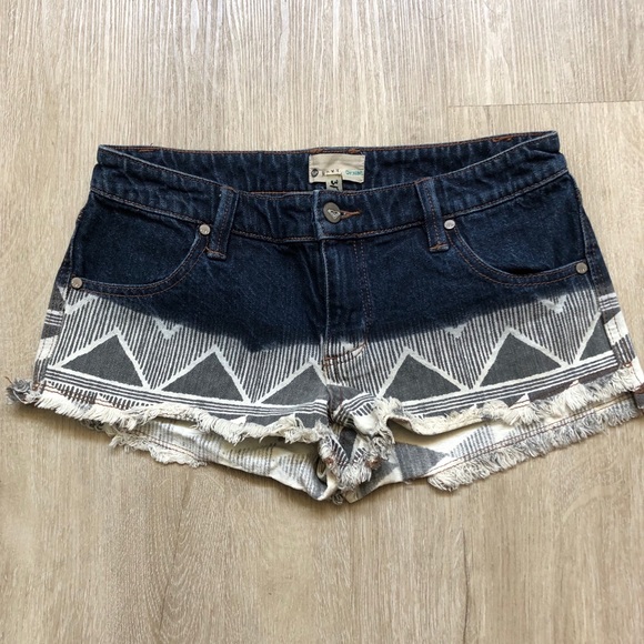 Unique Roxy Patterned Shorts, Blue denim - Picture 1 of 5